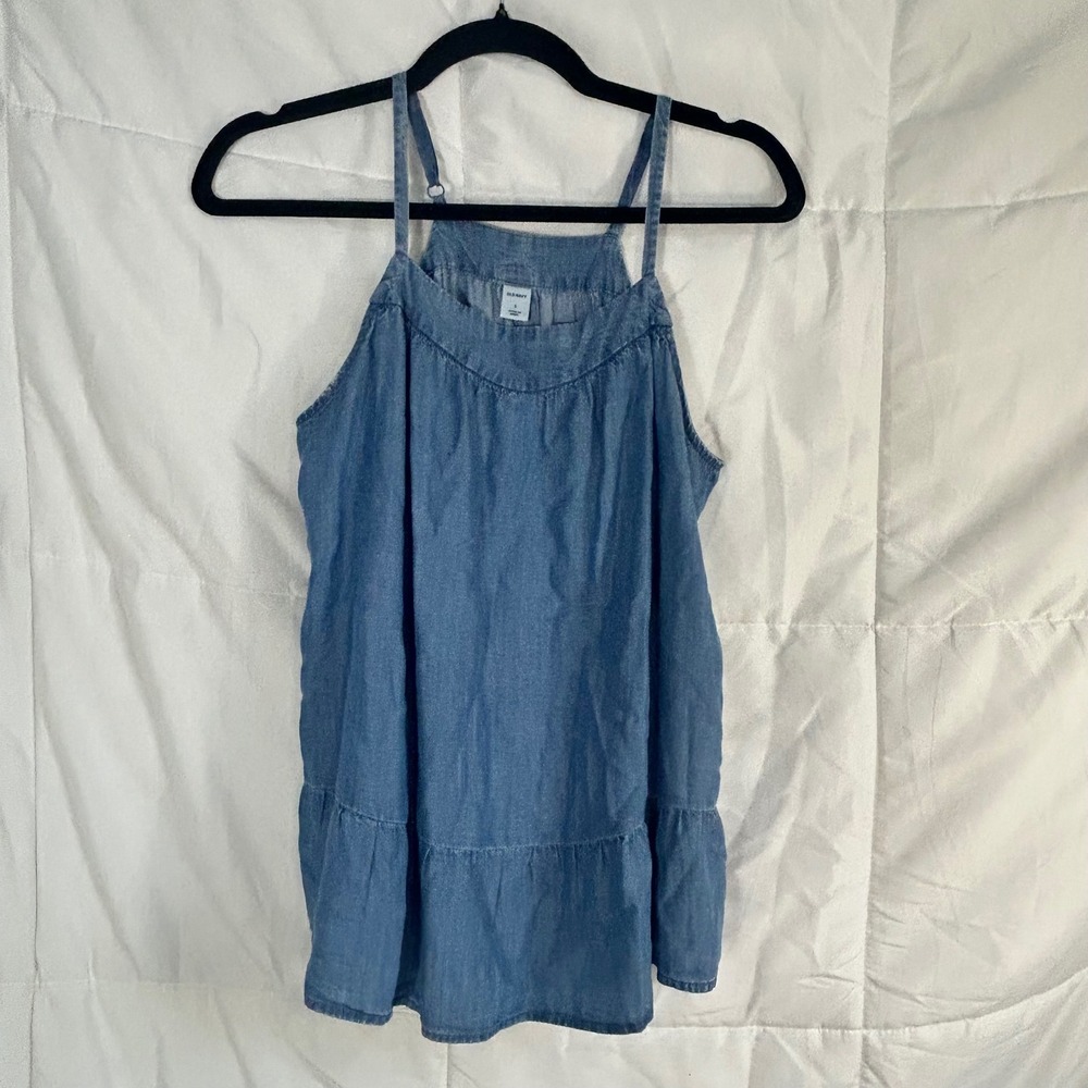 Old Navy Denim Chambray Tiered Tank Dress Blue‎ Size Small